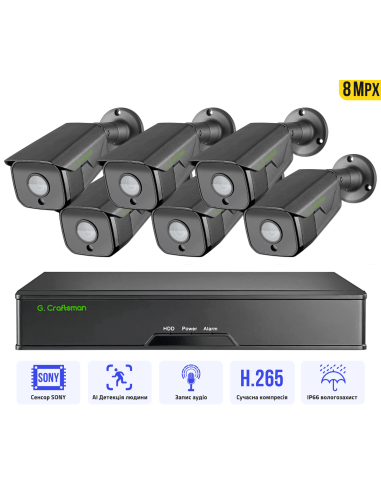 8MP POE Комплект видеонаблюдения 6 IP...