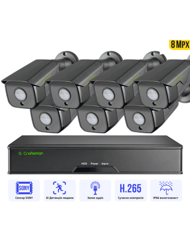 8MP POE Комплект видеонаблюдения 7 IP...