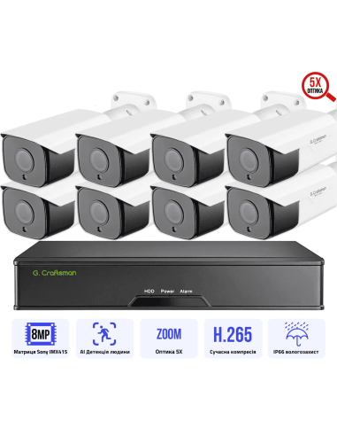 Комплект видеонаблюдения 8MP POE на 8...