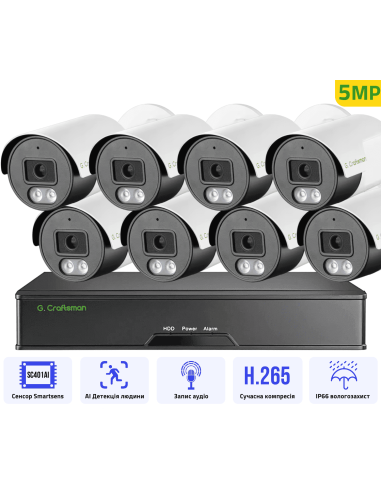 5MP POE Комплект видеонаблюдения на 8...